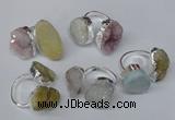 NGR93 15*20mm - 18*25mm freeform plated agate druzy rings