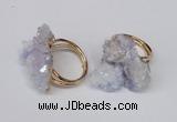 NGR96 15*20mm - 20*25mm nuggets plated druzy quartz rings