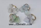 NGR99 15*20mm - 20*25mm nuggets plated druzy quartz rings