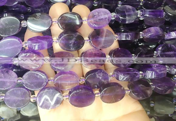 OVBS25 15 inches 13*18mm oval amethyst gemstone beads wholesale