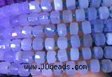 RBBS19 15 inches 8*12mm faceted wheel blue chalcedony gemstone beads