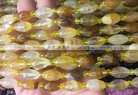 RIBS06 15 inches 8*13mm rice yellow gum flower gemstone beads wholesale