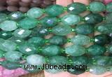 RIBS17 15 inches 10*14mm faceted rice green strawberry quartz gemstone beads