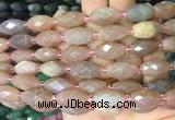 RIBS21 15 inches 10*14mm faceted rice moonstone gemstone beads