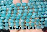 RIBS35 15 inches 6*8mm faceted rice amazonite gemstone beads