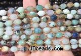 RIBS38 15 inches 6*8mm faceted rice chrysocolla gemstone beads