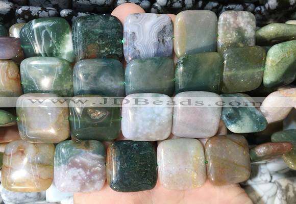 SRBS04 15 inches 20mm square indian agate gemstone beads wholesale