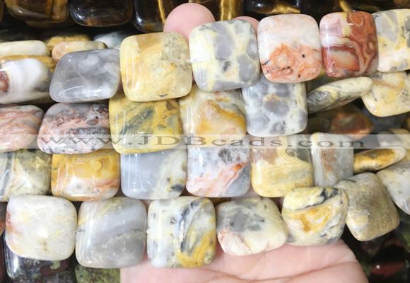 SRBS08 15 inches 20mm square yellow crazy agate gemstone beads wholesale