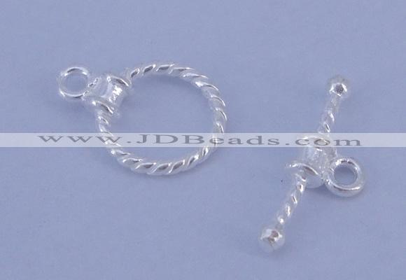 SSC18 5pcs 10mm donut 925 sterling silver toggle clasps