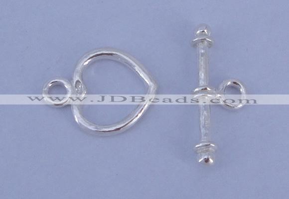 SSC27 5pcs 11*14mm heart 925 sterling silver toggle clasps