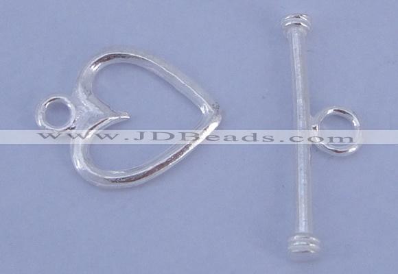 SSC28 5pcs 11*14mm heart 925 sterling silver toggle clasps