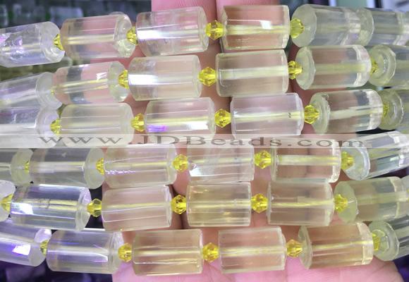 TBBS106 15 inches 10*14mm faceted tube lemon quartz gemstone beads