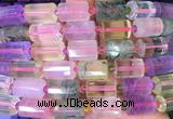 TBBS108 15 inches 10*14mm faceted tube multicolor quartz gemstone beads