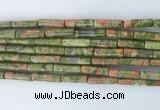 TBBS33 15 inches 4*13mm tube unakite gemstone beads