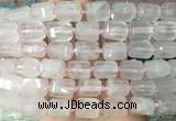 TBBS42 15 inches 12*16mm faceted tube rose quartz beads wholesale