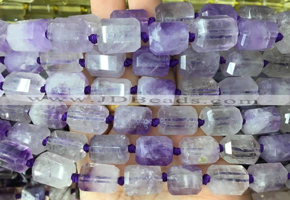 TBBS44 15 inches 12*16mm faceted tube amethyst beads wholesale