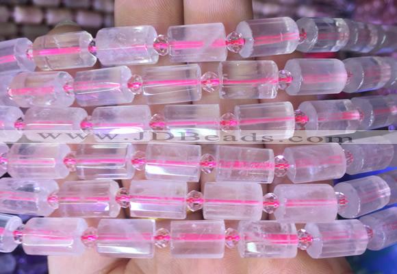 TBBS75 15 inches 8*12mm faceted tube rose quartz gemstone beads