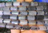 TBBS79 15 inches 8*12mm faceted tube cloudy quartz gemstone beads