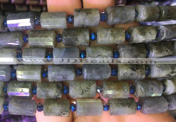 TBBS80 15 inches 8*12mm faceted tube labradorite gemstone beads