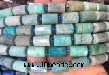 TBBS93 15 inches 10*14mm faceted tube amazonite gemstone beads