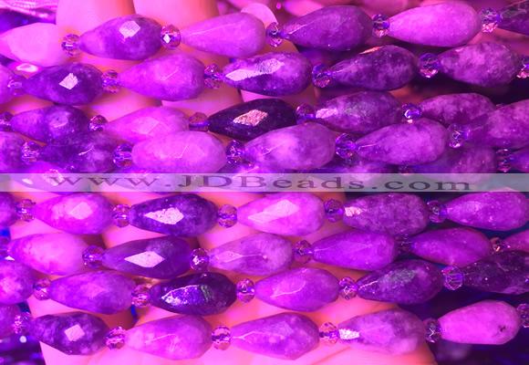 TRBS10 15 inches 8*16mm faceted teardrop lepidolite gemstone beads