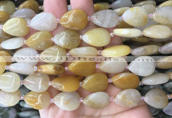 TRBS21 15 inches 13*18mm flat teardrop yellow aventurine gemstone beads