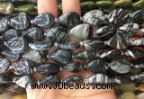 TRBS30 15 inches 13*18mm flat teardrop black net jasper gemstone beads