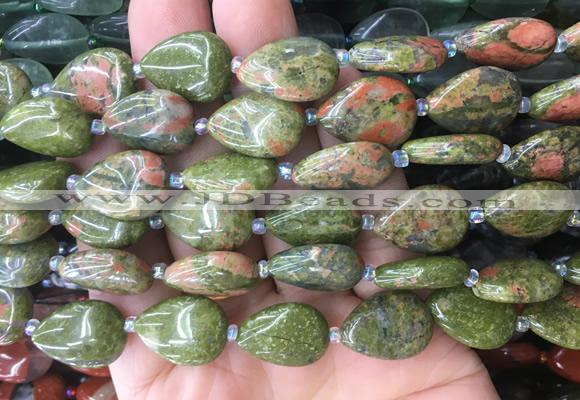 TRBS40 15 inches 13*18mm flat teardrop unakite gemstone beads wholesale