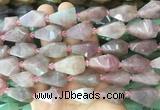 TRBS55 15 inches 11*22mm - 12*25mm faceted teardrop rose quartz beads