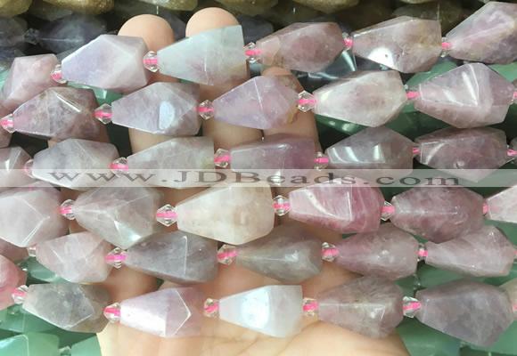 TRBS55 15 inches 11*22mm - 12*25mm faceted teardrop rose quartz beads