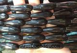 TRBS73 15 inches 10*30mm faceted teardrop black obsidian beads wholesale