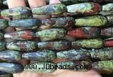 TRBS78 15 inches 10*30mm faceted teardrop dragon blood jasper beads wholesale