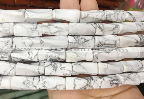 TWBS14 15 inches 9*20mm twist column white howlite gemstone beads