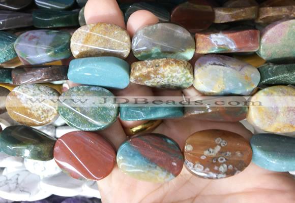 TWBS41 15 inches 18*25mm twist oval ocean agate beads wholesale