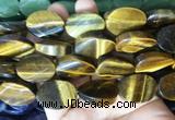 TWBS44 15 inches 18*25mm twist oval yellow tiger eye beads wholesale