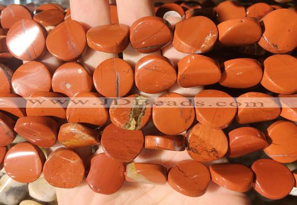 TWBS56 15 inches 16mm twist coin red jasper beads wholesale