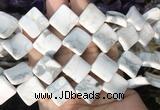 TWBS86 15 inches 16mm twist diamond white howlite beads wholesale