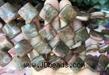 TWBS94 15 inches 16mm twist diamond black veined rhodonite beads wholesale